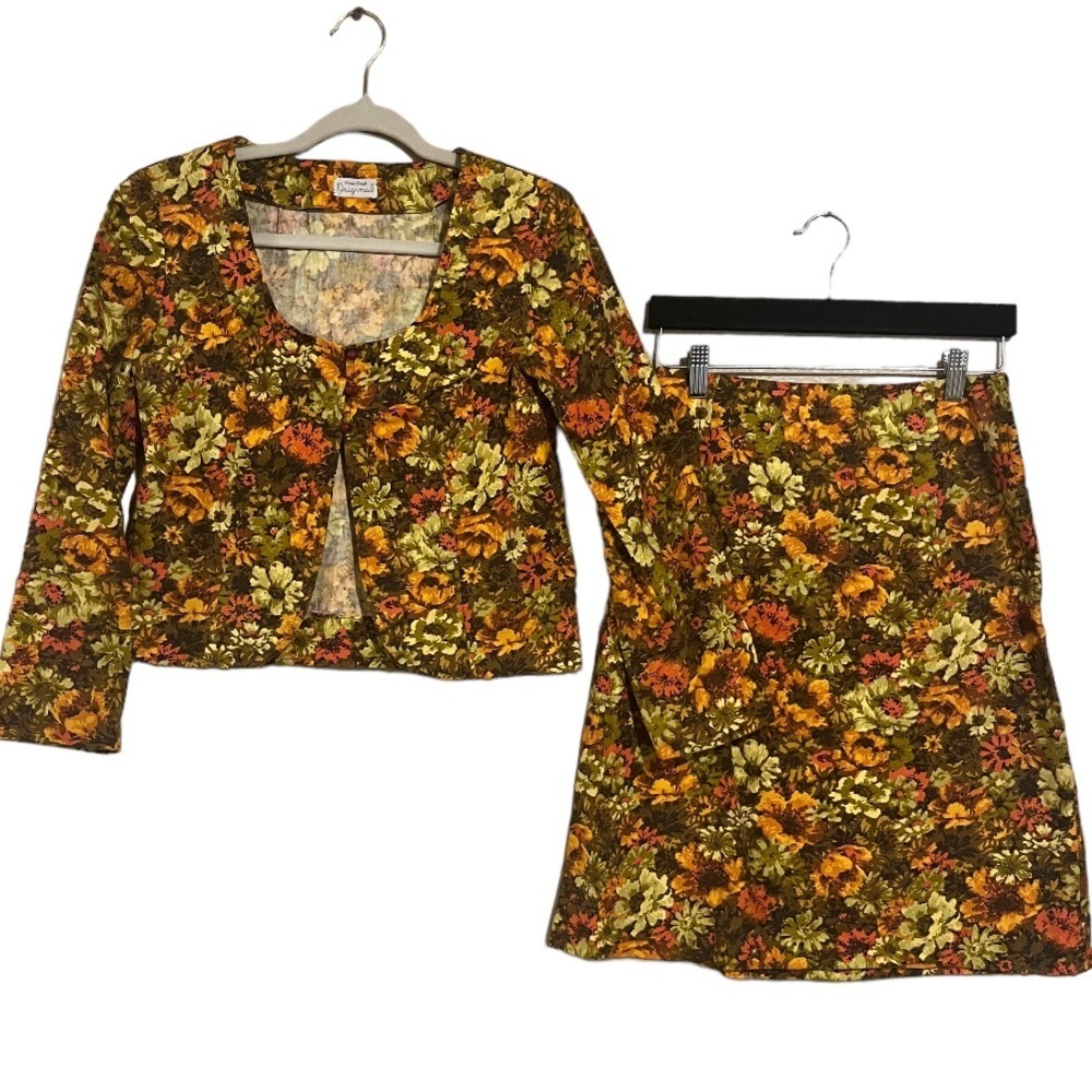 Vtg 70s floral two pice set size S/M